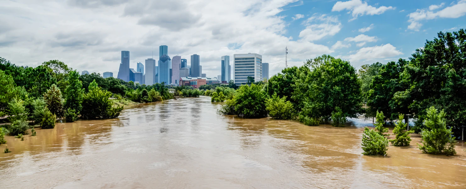 Houston bayou flooded