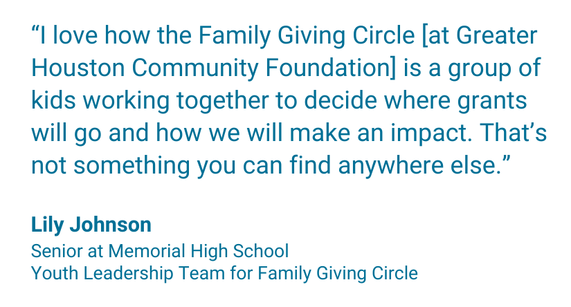 Family giving circle quote about volunteering.
