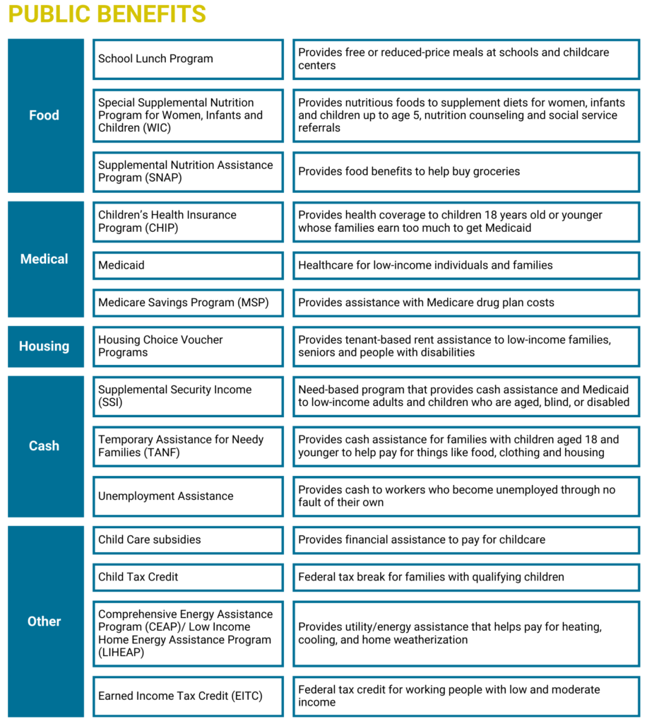 Public benefits chart