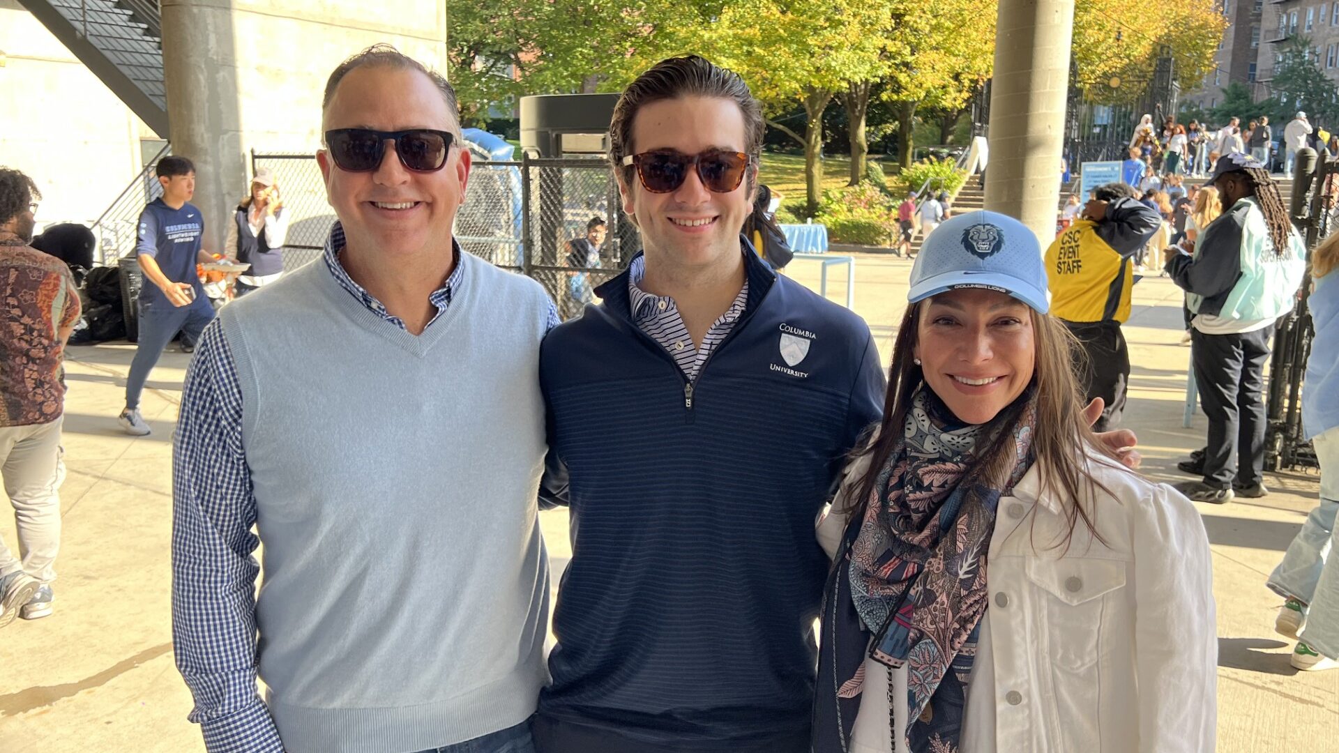 Tama Brooks Klosek and John Klosek with son at Columbia University